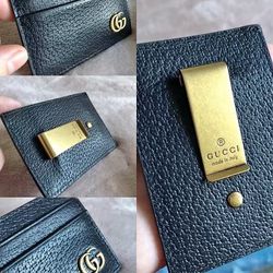 Men’s Gucci Money Clip Cardholder GG Wallet Black Gucci Slim