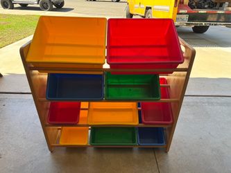 Kids Toy Storage Organizer with Colorful Bins