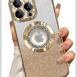 Misscase for iPhone 13 Pro Max Magnetic Glitter Case Compatible with MagSafe,Full Protection Slim Shockproof Anti-Scratch Case with Camera Lens Protec