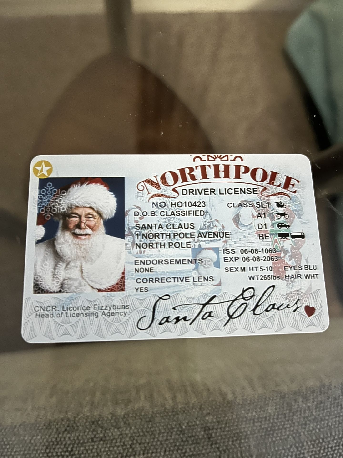 Santa’s “Driver’s License”