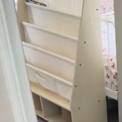 4 Tier Kids Book Shelf, Wooden Kids Book Rack Storage Bookshelf with Toy Storage Organizer