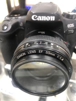 Canon EOS 77D DSLR Camera + Canon EF 50mm f/1.4 USM Lens Bundle