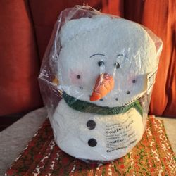 VINTAGE NEW LARGE  Home Interiors Plush  Stuffed SNOWMAN Christmas Decor 16" TAL