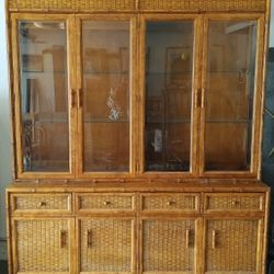 Vintage Bamboo Curio Cabinet