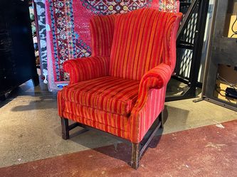 Sumptuous Crimson & Gold Wingback Armchair