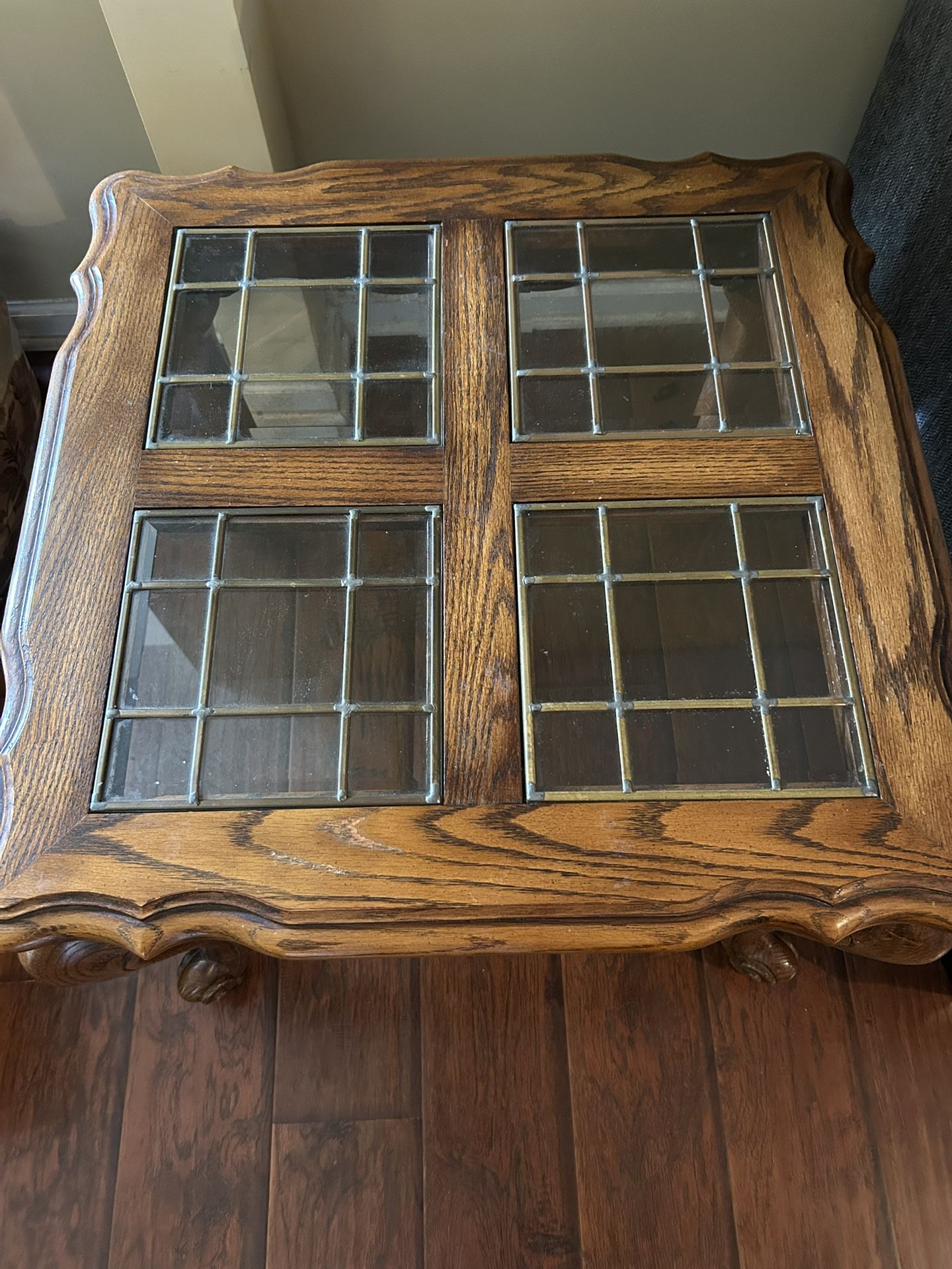 Wood Sofa Table And Two End Tables With Glass