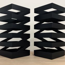 Modern Black Geometric Metal Vases – Set of 2 | Zigzag Architectural Decor  Add bold style and modern edge to your space with this stunning pair of bl