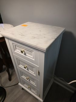 Home Decorators Collection Bathroom Side Cabinet w/ Marble Top