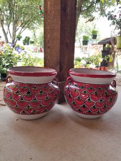 TALAVERA Red Design Clay Pots, Planters. Plants. $45 Cada Una