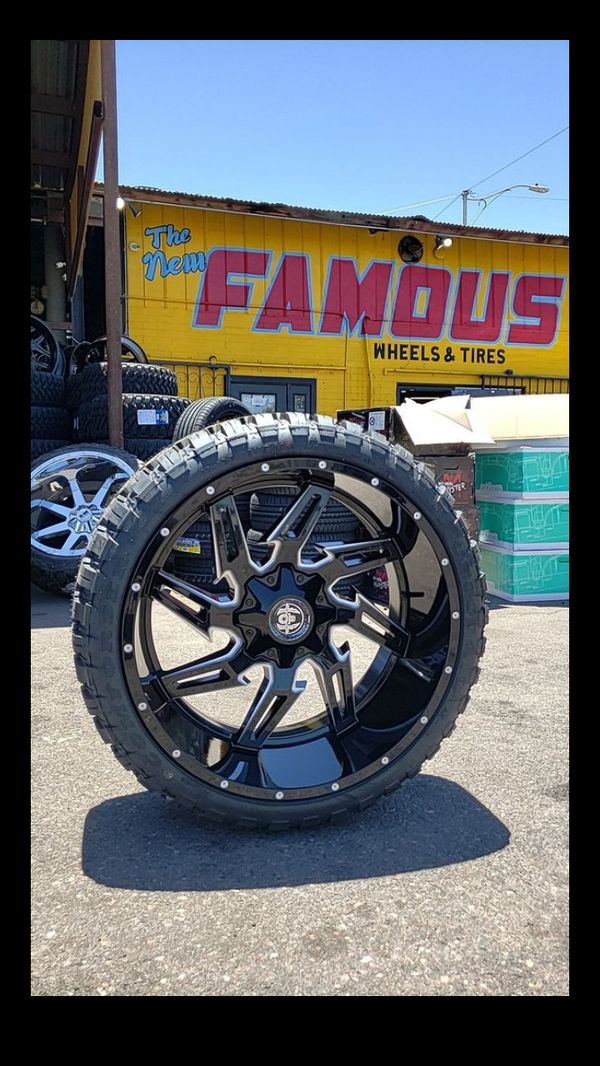 24x12 Black Hardcore Offroad Rims 8 Lug 8x165 8x170 Whit New Mud Tires