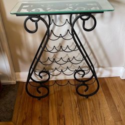 Side Table Wine Storage Metal/glass