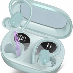 Wireless Earbuds, Headphones Sport Bluetooth 5.4, Over Ear Buds with ENC Noise Canceling Mic, Deep Bass Stereo Earphones with Hook, 50H, LED Display, 