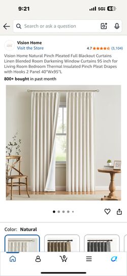 Vision home blackout panel natural color 112” length