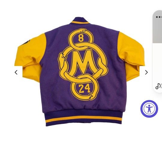 Kobe Byant Mamba Varsity Jacket Size Large
