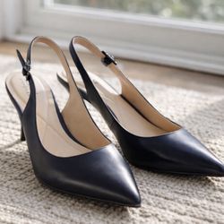 Alfani Step Flex Navy Blue Slingback Heels – Size 9M