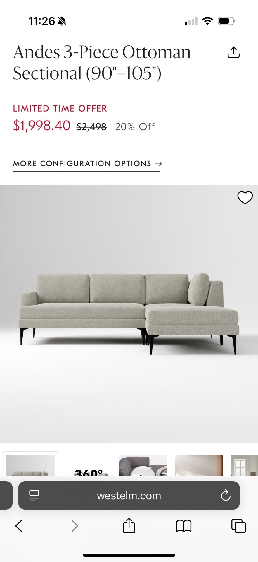 West Elm Andes Couch