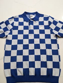 Men's Nike Sportswear Club Checkers Polo Shirt Golf Sweater FN3422-480 Size M