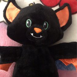 White Plush Teddy Bear and Bat build a bear