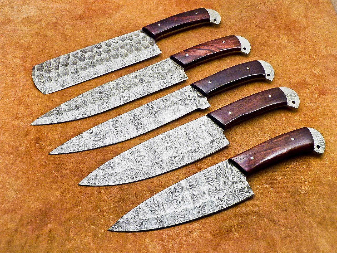 Handmade Damascus Steel 5 Piece Chef Knife Set