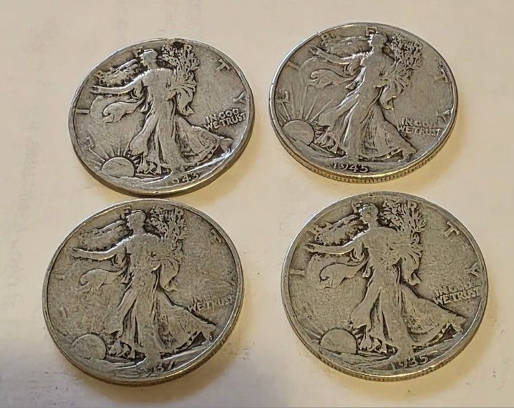 (4) Walking Liberty Half Dollars