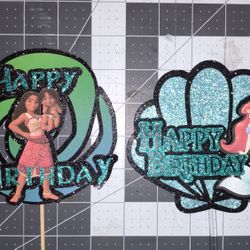 Moana 2 And Little Mermaid Cake Toppers 