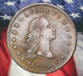 1794 Flowing Hair Early Dollar Type 2 Silver Plated Novelty Coin Modern Restrike Token - Cir #1897
