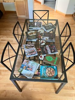 Glass Dining Table with five Chairs