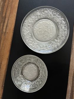 Vintage Frosted Floral Glass Dessert Set – 12 Pieces + Matching Extras
