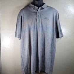 Travis Mathew Golf Polo Shirt Mens XXL Gray Blue Stripe Short Sleeve Performance Elevate your golf game with this Travis Mathew Polo Shirt in a stylis