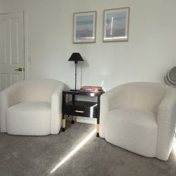 Threshold Large Swivel Shearling armchair set of 2