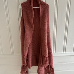 Francesca's One Size Poncho Sweater Oversized Open Fuzzy BOHO 