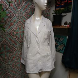 Dickies White Button Up Top, No Size Tags (M-L?)
