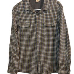 Carbon 2 Cobalt Flannel Shirt Long Sleeve Button Down Sz Large Gray Plaid