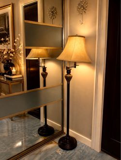 Elegant Floor Lamp with Beige Shade. Luxury Accent