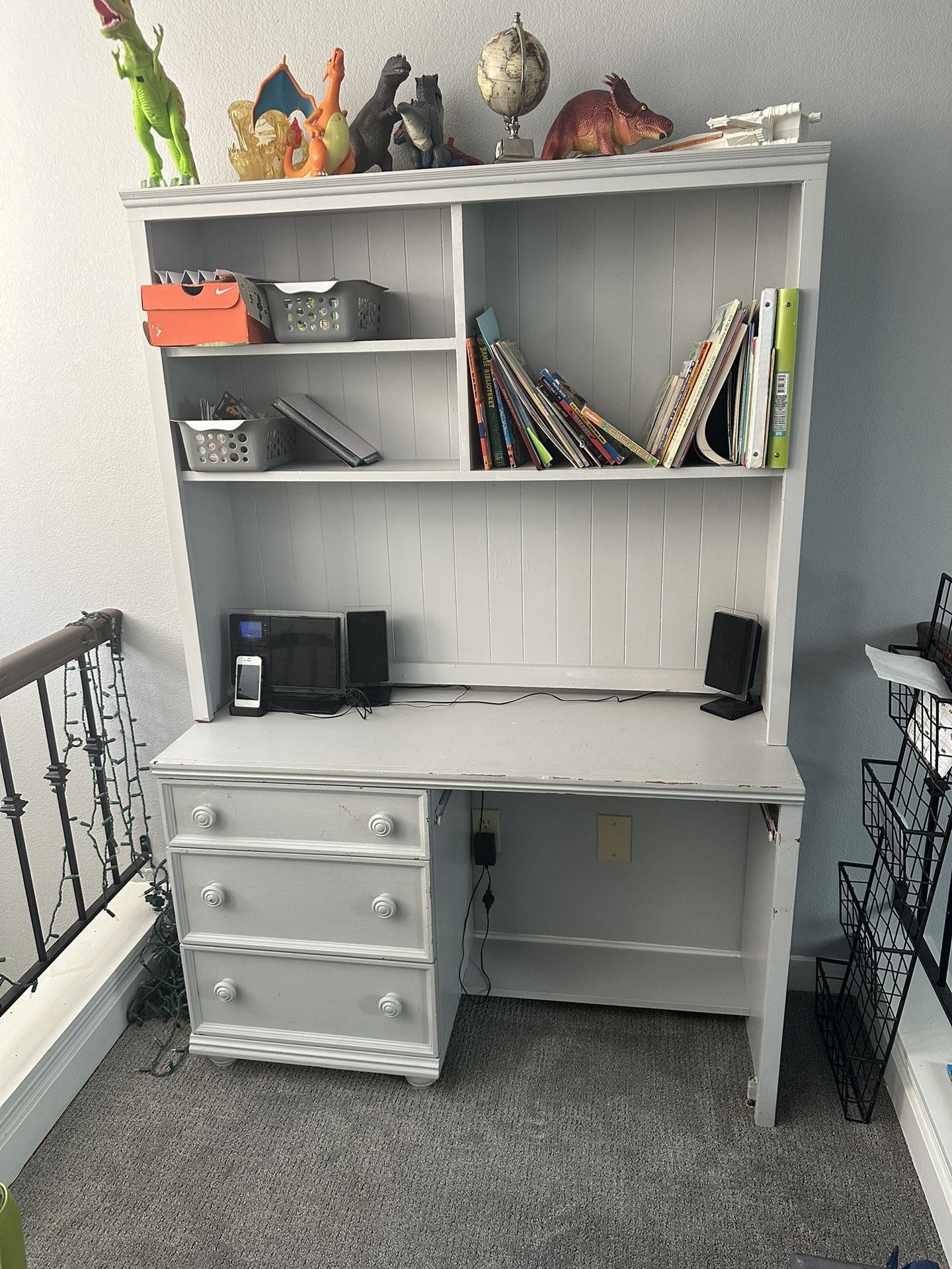 KIDS Teenager Grey Solid Wood Hutchdesk✨Boy Or Girl