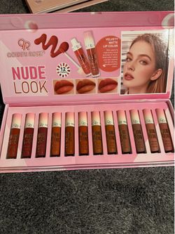 12 Color Nude Lip Gloss Set Velvety Matte Lipsticks Neutral Shades Makeup Gift Set