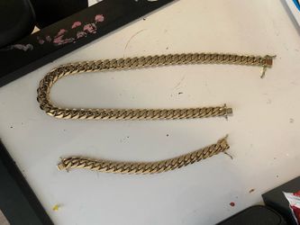 14k 14mm Gold plated Cuban set