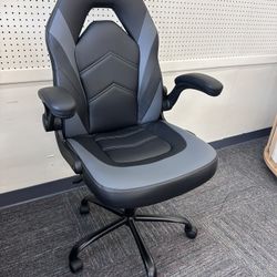 Gaming Chair, Computer Chair Ergonomic Office Chair PU Leather Desk Chair, Gray-Black, New