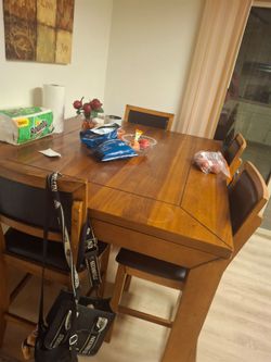 Wood table and 4 chairs