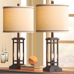 Set of 2 Table Lamps with USB (New in Box)