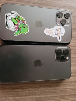 Two Apple iPhone Pro Smartphones Space Gray