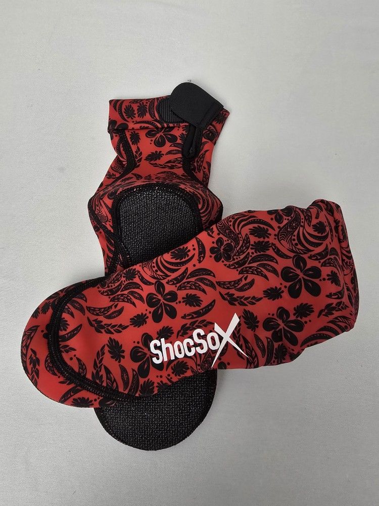 Red Medium ShocSox Volleyball & Sand Soccer Socks No-Holes Guaranteed Soles Reg