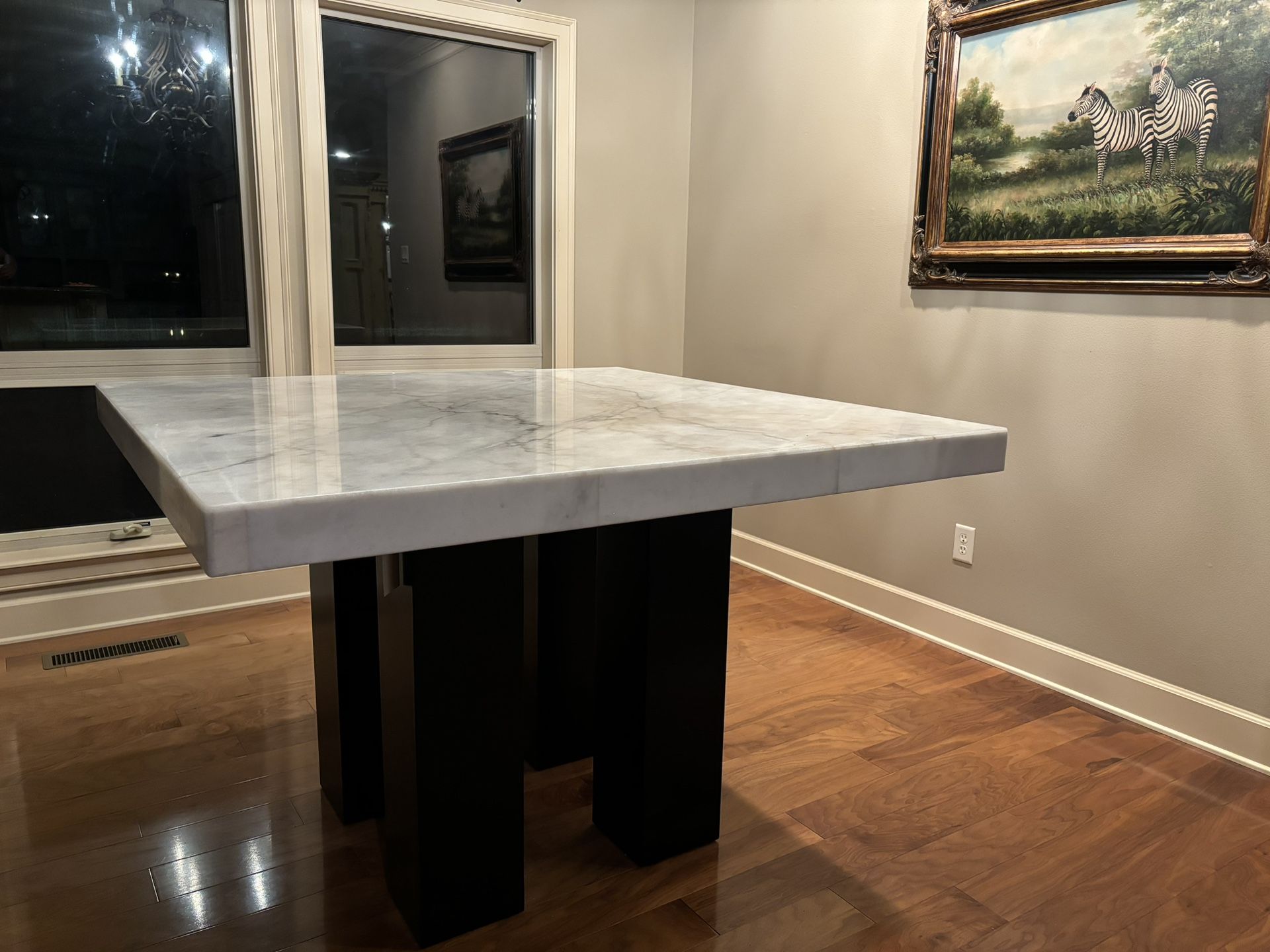 Marble Top 54” Square Counter Height Table