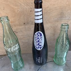 Collectible, Coors Light Bat Bottle And Coke Bottles $25 OBO 
