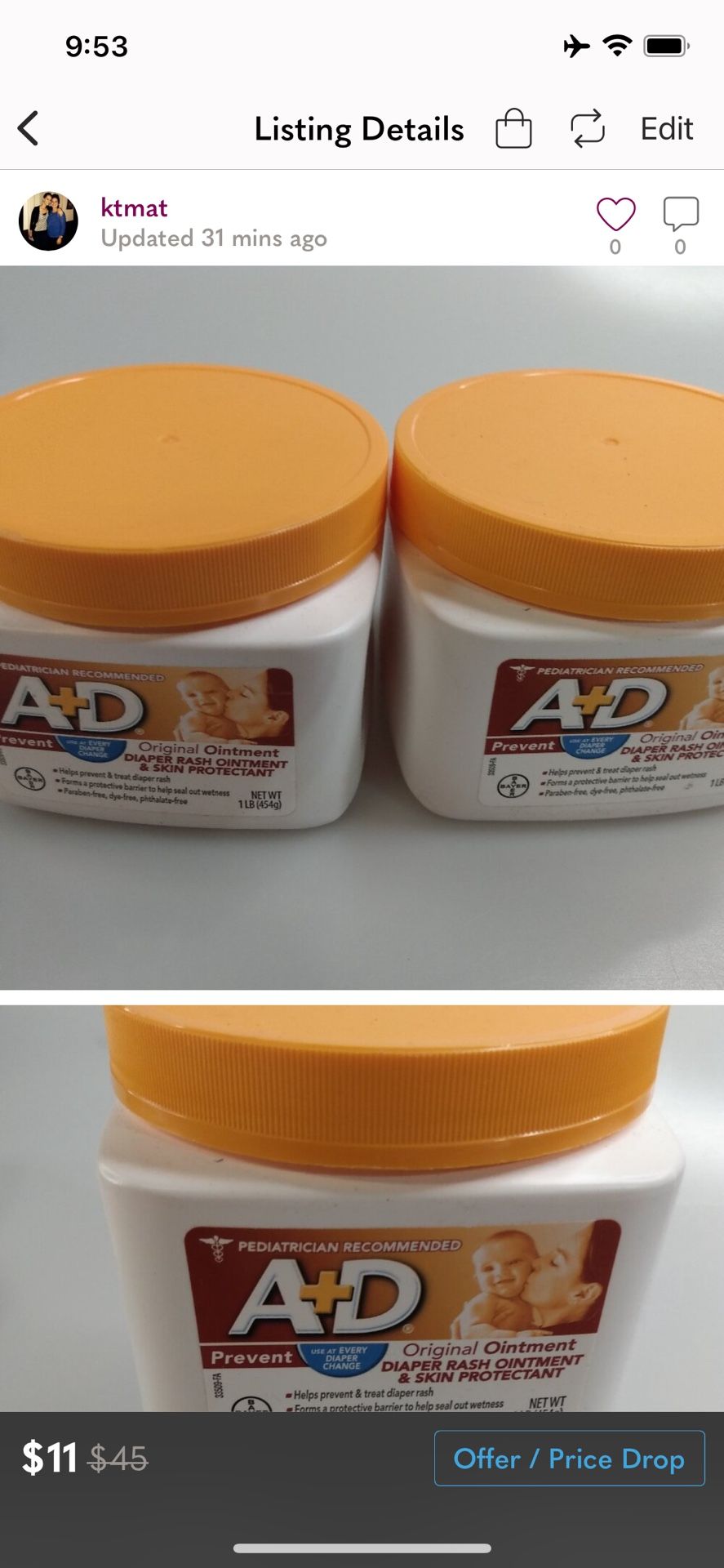 A&D Original Ointment Diaper Rash 2 Pack A+D