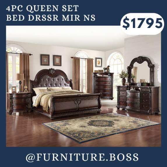 Bed Dresser Mirror Nightstand - Elegant Bedroom Sets Queen Or King Size Bed