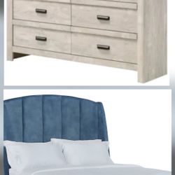 Brand new king size bedframe, dresser and mirror 