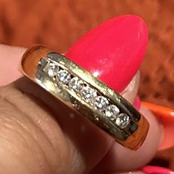 Mens Gold Ring W Huge Diamonds Size 15