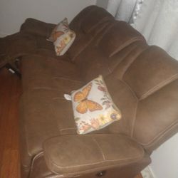 brown leather 3 seater couch / sofa