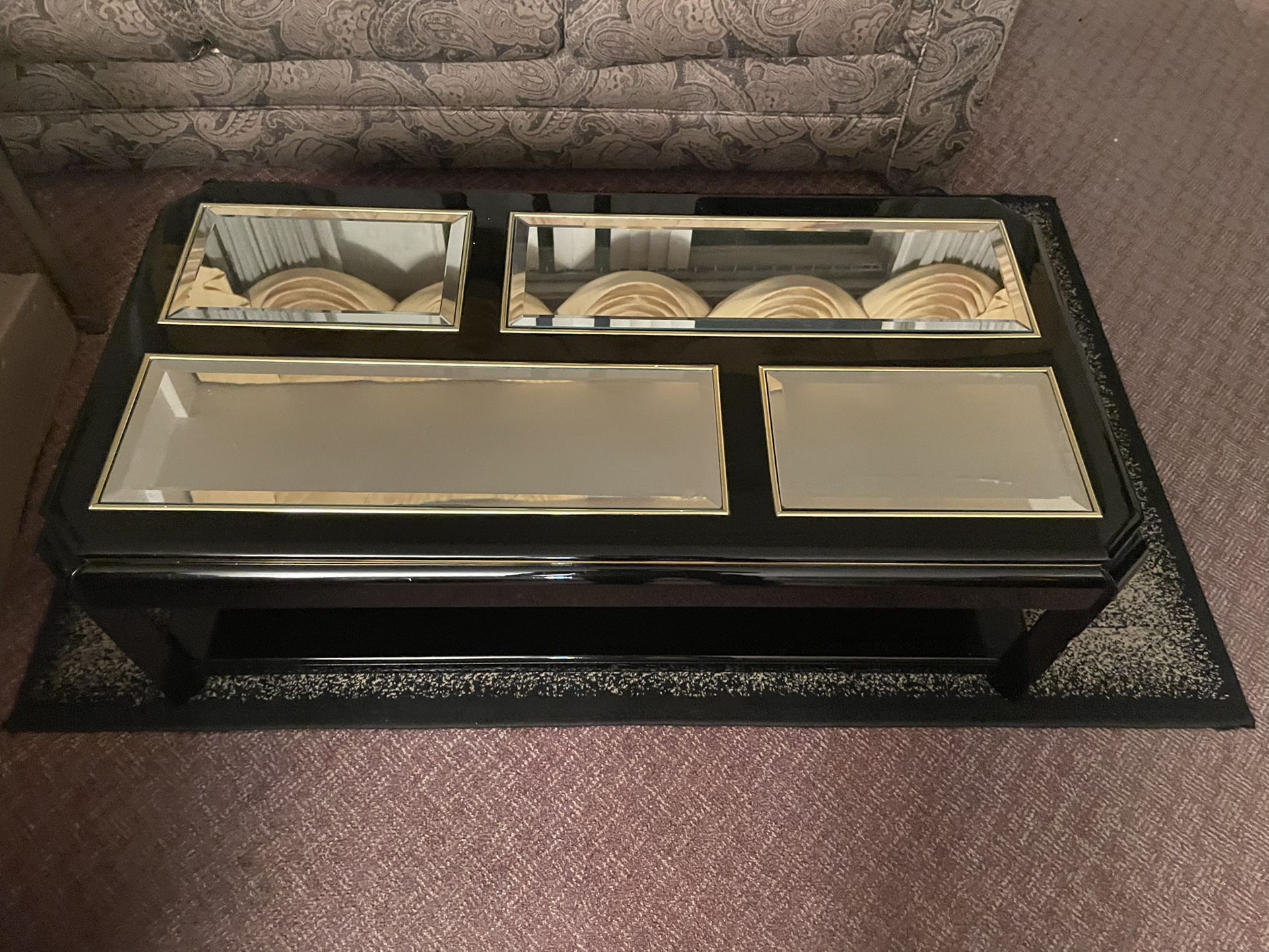 3 Pieces Glass Mirror Coffee And Side Tables